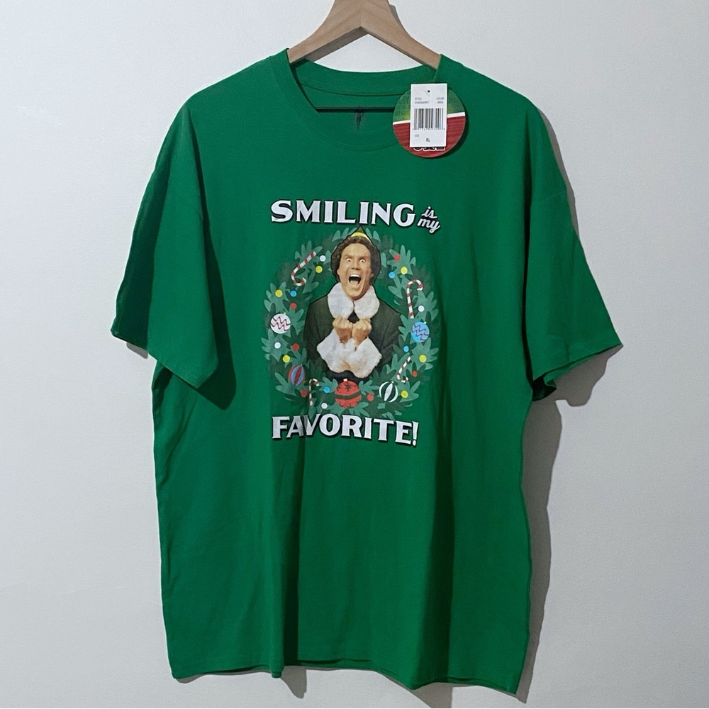 ELF Holiday Christmas Smiling is my Favorite Tshirt Tee Top